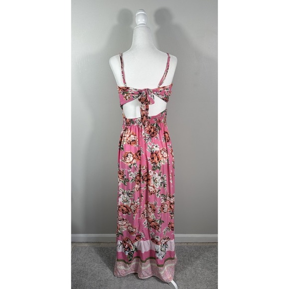 Maaji Dress Womens Large Lisse Pink Floral Maxi Vacation Resort Viscose - Picture 3 of 11